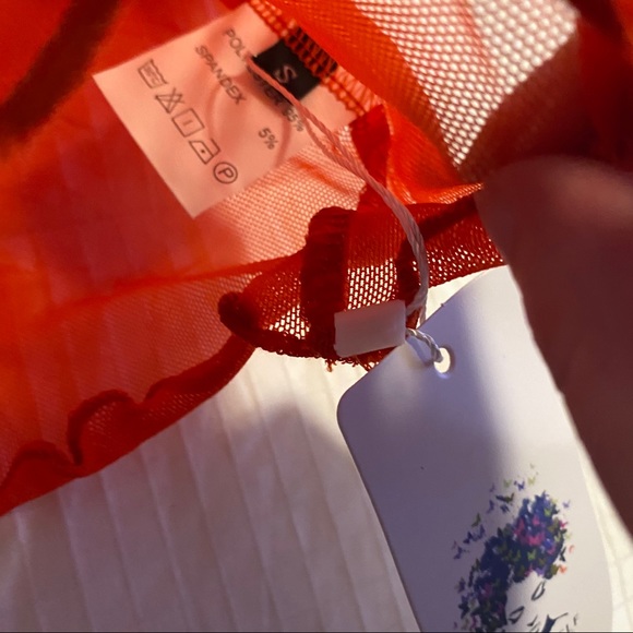 Burnt Orange lace color mesh Y2K crop top ✨🧡 - Picture 8 of 8